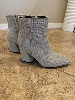 a new day Silver Crystal-Embellished Ankle Booties